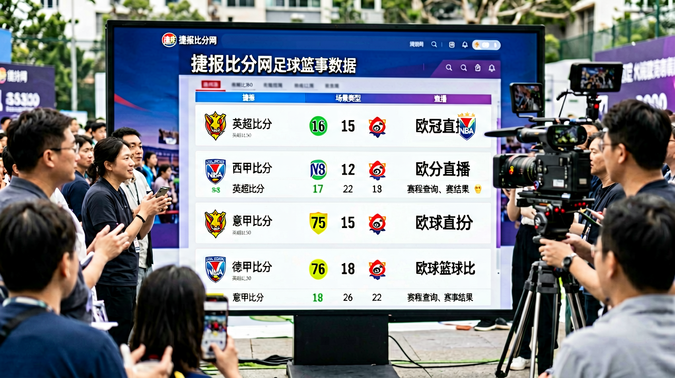 捷报比分网足球篮球赛事数据页面，展示多联赛比分查询界面